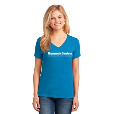 Full Front Print Port & Company® Ladies Core Cotton V-Neck Tee